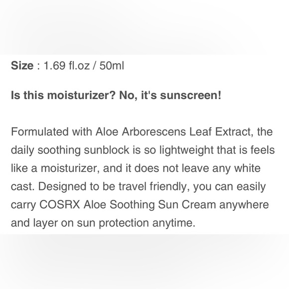 $8❤️‍🔥 COSRX Aloe Soothing Sun Cream SPF50+/PA++++ 🪴☀️ NEW IN BOX Sunscreen - Picture 7 of 8